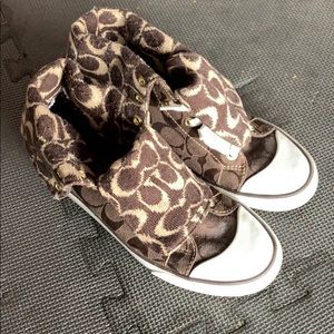 Brown High Top Coach Sneakers Size 6